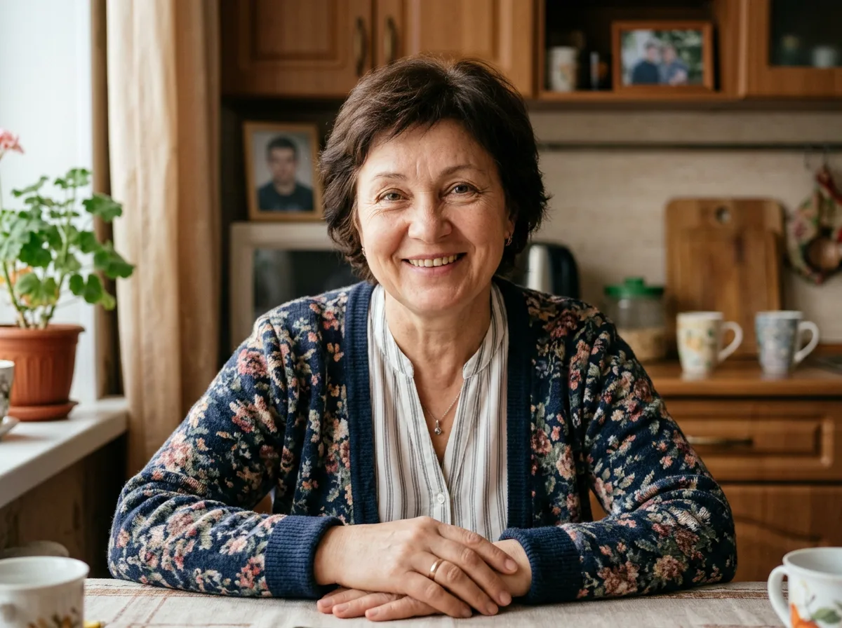 Аватар женщины по имени Мама Димы, средних лет, доброжелательное выражение лица